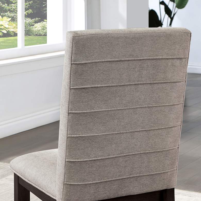 Image 5 Plax Gray Linen Fabric Dining Chairs Set of 2 more views