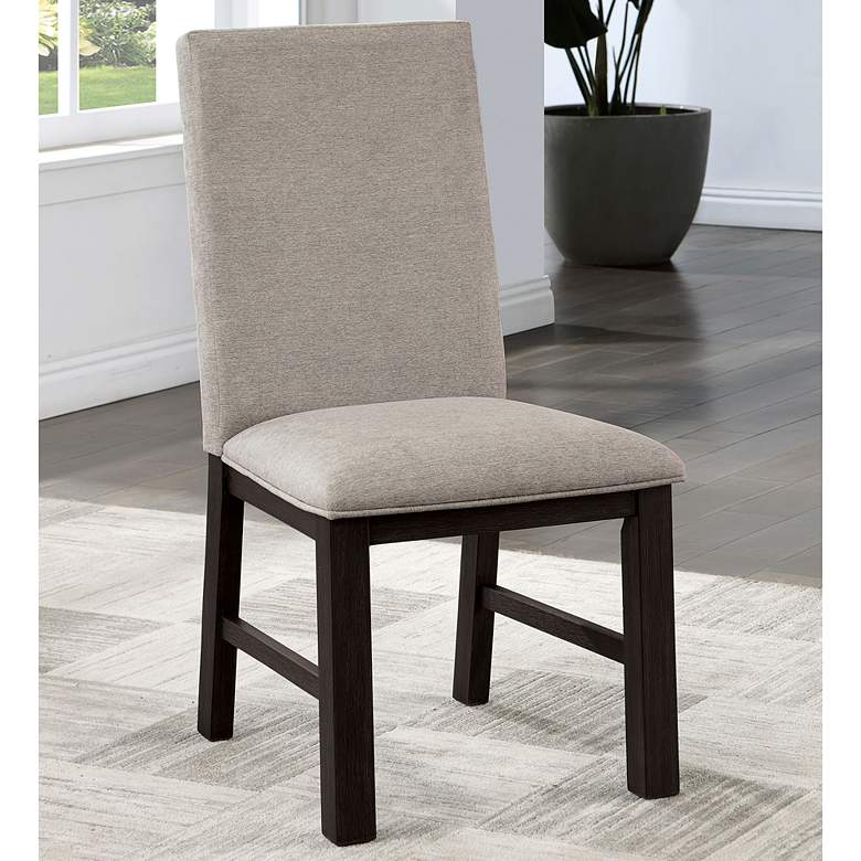 Image 6 Plax Gray Linen Fabric Dining Chairs Set of 2 more views