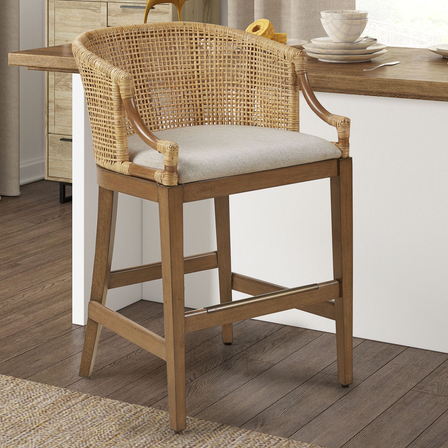 Natural wicker counter online stool