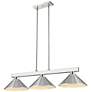 3_Players 46" Wide Brushed Nickel 3-Light Billiard Chandelier