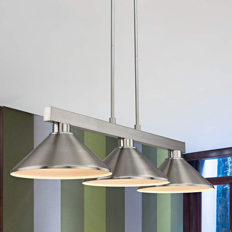 Image 2 Players 46" Wide Brushed Nickel 3-Light Billiard Chandelier