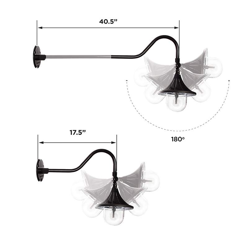 Image 6 Plaza 21" High Black LED Solar Gooseneck Outdoor Wall Light more views