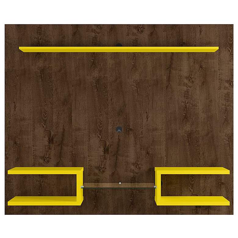 Image 1 Plaza 64.25 Floating Entertainment Center in Rustic Brown and Yellow