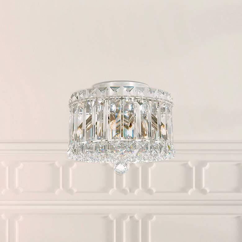 Image 1 Plaza 7"H x 8"W 4-Light Crystal Flush Mount in Polished Stainless