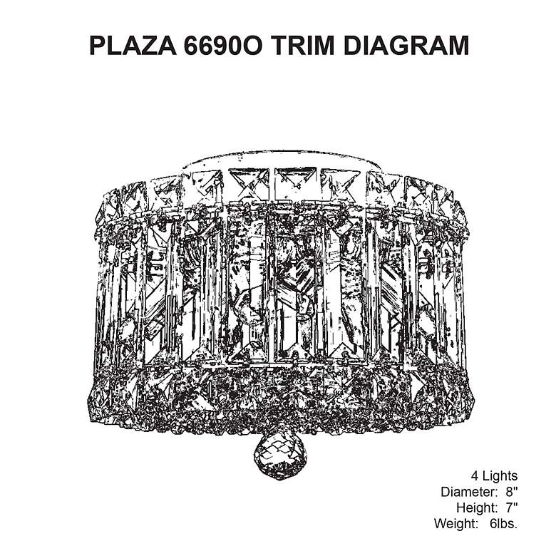 Image 5 Plaza 7"H x 8"W 4-Light Crystal Flush Mount in Polished Stainless more views