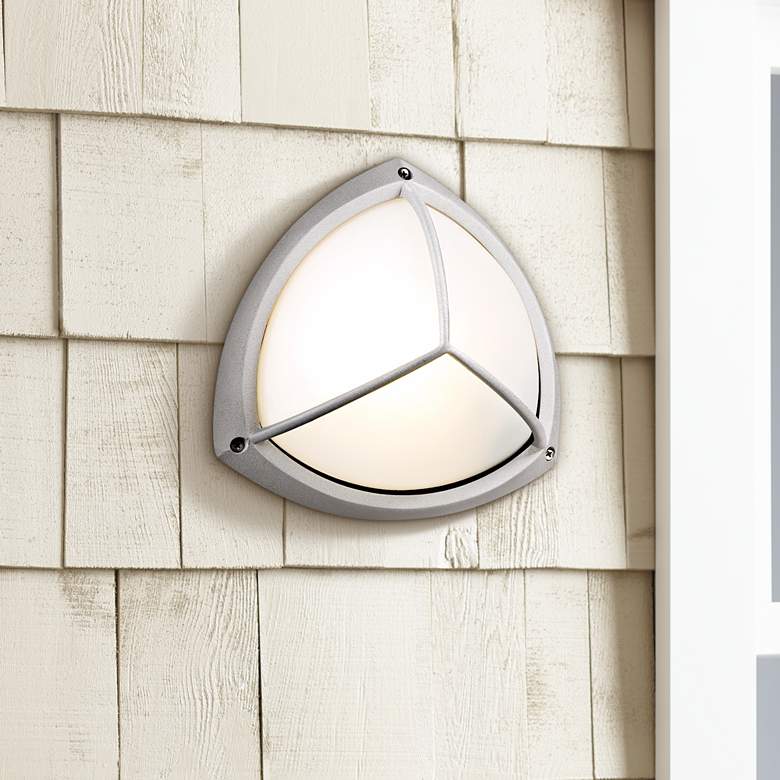 Image 1 PLC Silver Finish 10" Wide Ceiling or Wall Outdoor Light