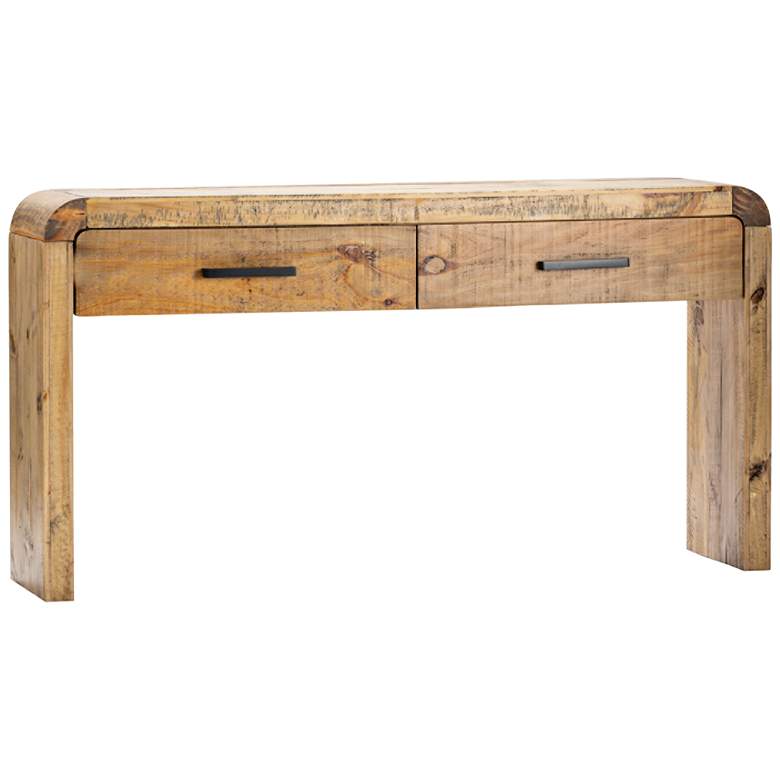 Image 2 Pleasant Grove 64" Wide Pine Wood 2-Drawer Console Table