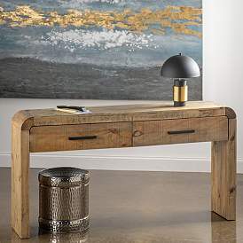 Image1 of Pleasant Grove 64" Wide Pine Wood 2-Drawer Console Table