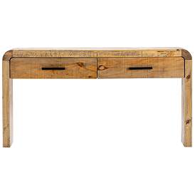 Image3 of Pleasant Grove 64" Wide Pine Wood 2-Drawer Console Table more views