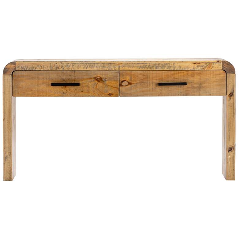 Image 3 Pleasant Grove 64 inch Wide Pine Wood 2-Drawer Console Table more views