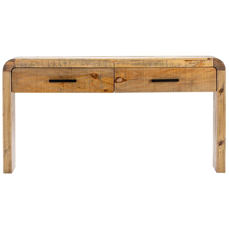 Image 3 Pleasant Grove 64" Wide Pine Wood 2-Drawer Console Table more views