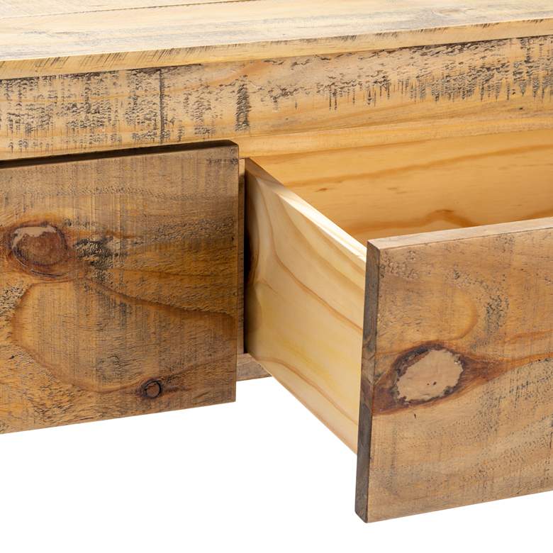 Image 5 Pleasant Grove 64" Wide Pine Wood 2-Drawer Console Table more views