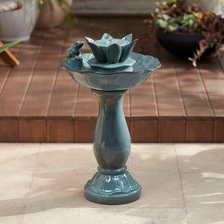 Image 2 Pleasant Pond 25 1/4" Outdoor Pedestal Frog Fountain