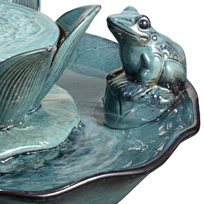 Image 4 Pleasant Pond 25 1/4 inch Outdoor Pedestal Frog Fountain more views