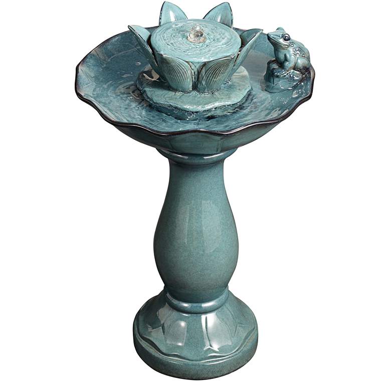 Image 6 Pleasant Pond 25 1/4" Outdoor Pedestal Frog Fountain more views
