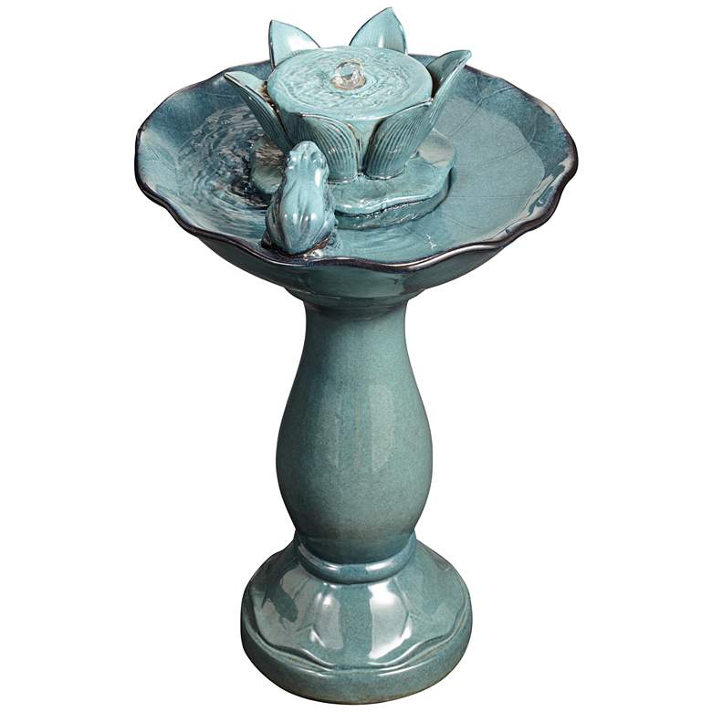 Image 6 Pleasant Pond 25 1/4 inch Outdoor Pedestal Frog Fountain more views
