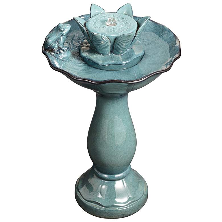 Image 7 Pleasant Pond 25 1/4 inch Outdoor Pedestal Frog Fountain more views