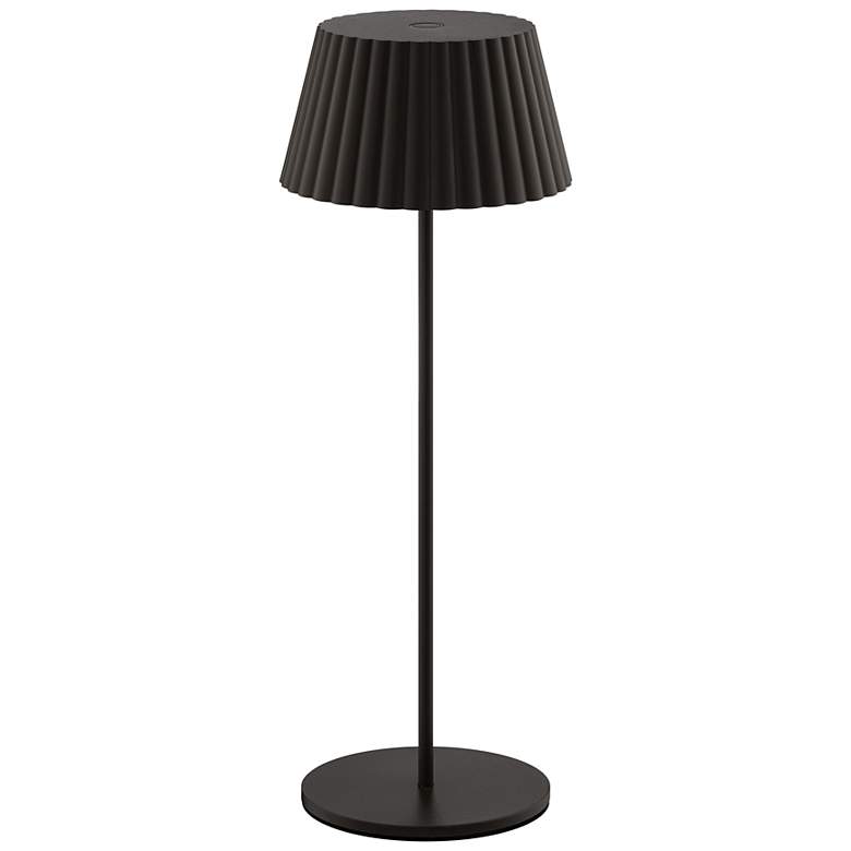 Image 1 Pleat 14.75"H x 5.25"W 1-Light Rechargeable Table Lamp in Black