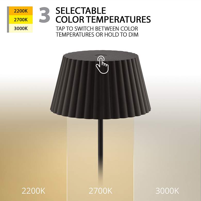 Image 4 Pleat 14.75"H x 5.25"W 1-Light Rechargeable Table Lamp in Black more views