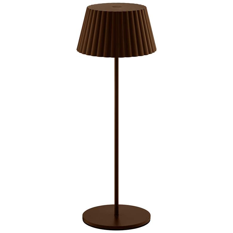 Image 1 Pleat 14.75"H x 5.25"W 1-Light Rechargeable Table Lamp in Bronze