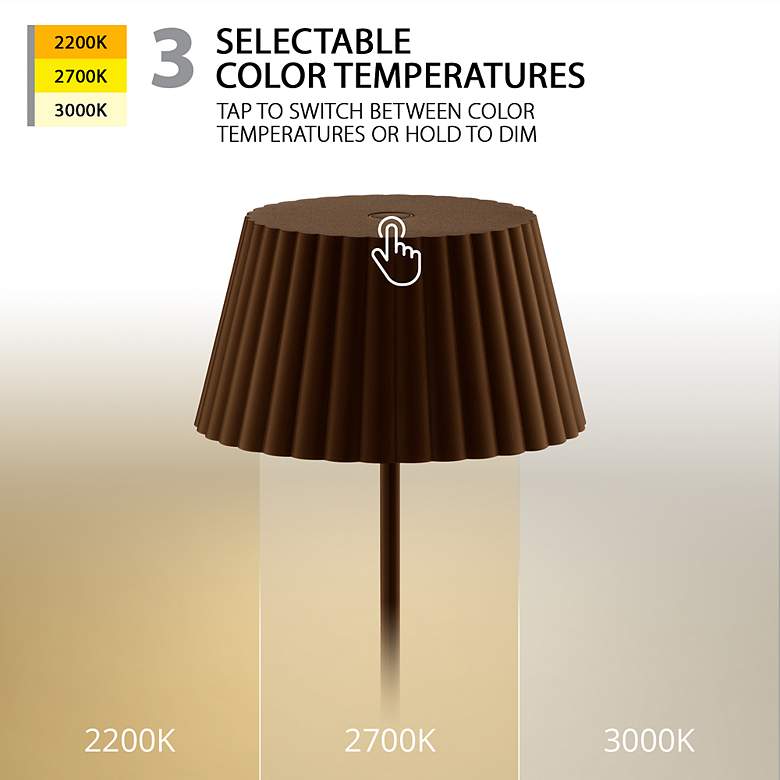 Image 4 Pleat 14.75"H x 5.25"W 1-Light Rechargeable Table Lamp in Bronze more views