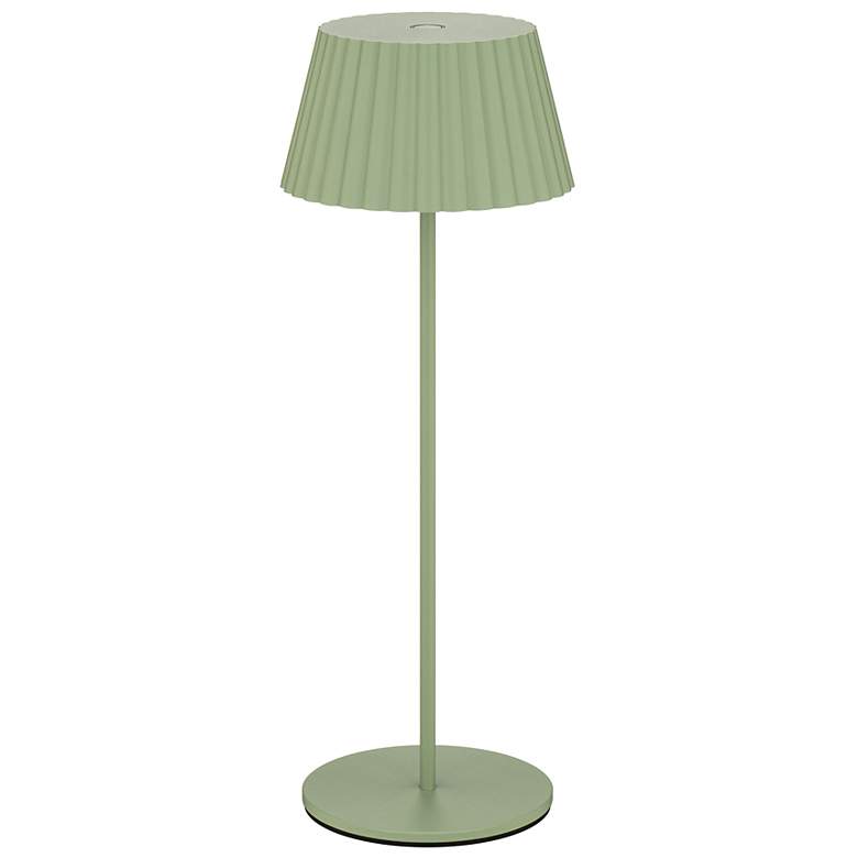 Image 1 Pleat 14.75"H x 5.25"W 1-Light Rechargeable Table Lamp in Green