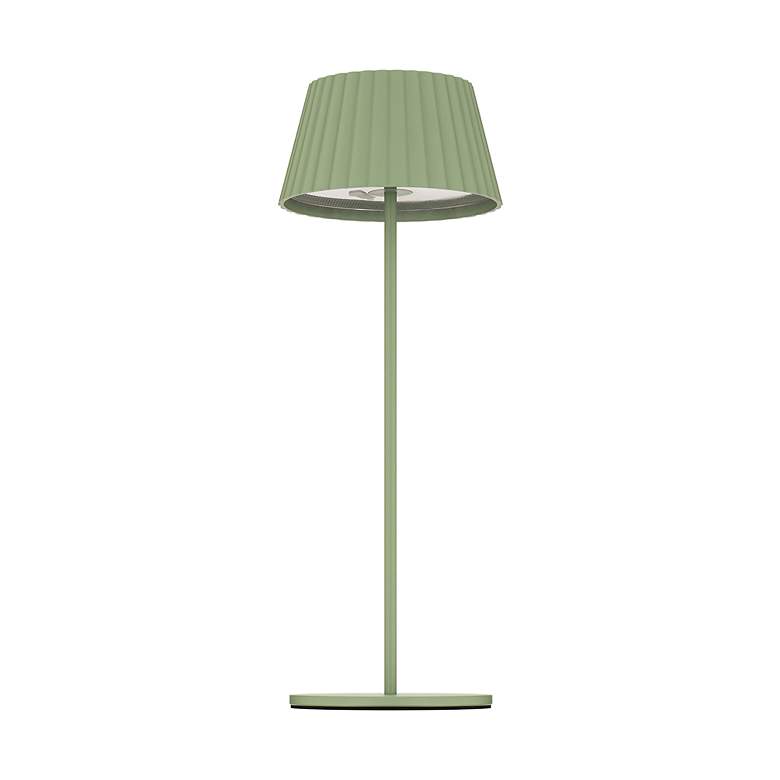 Image 2 Pleat 14.75"H x 5.25"W 1-Light Rechargeable Table Lamp in Green more views