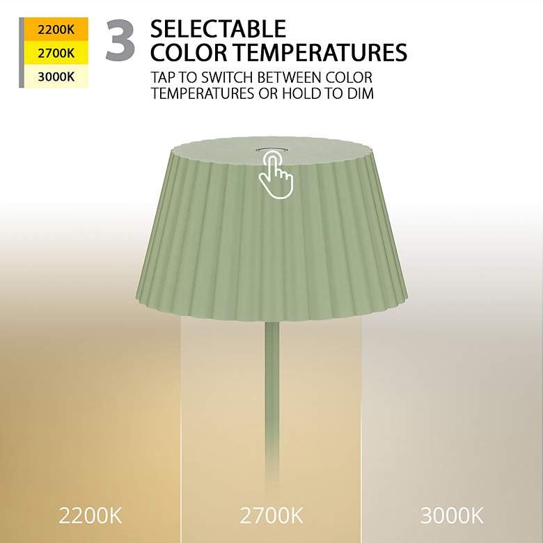 Image 4 Pleat 14.75"H x 5.25"W 1-Light Rechargeable Table Lamp in Green more views