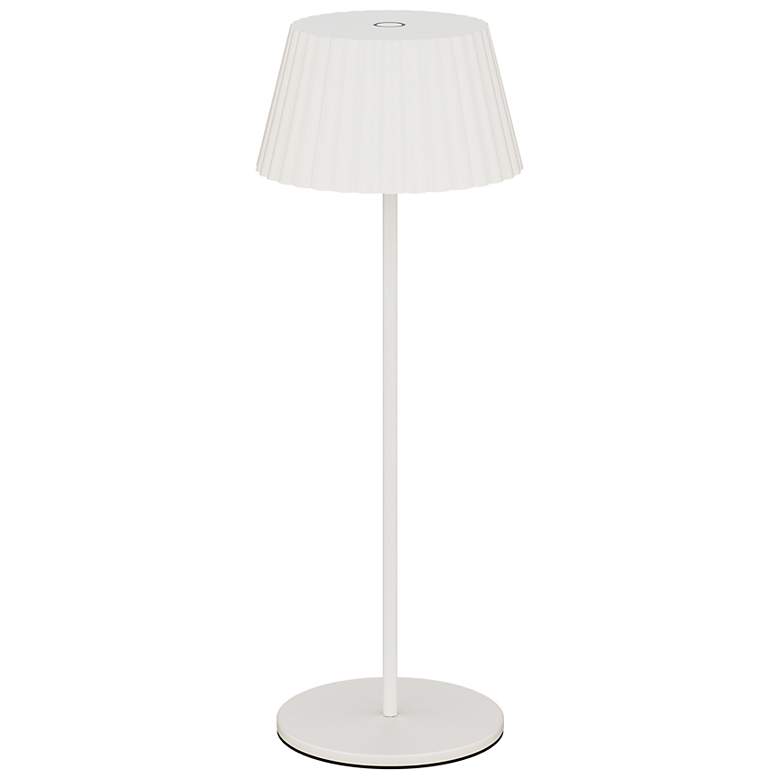 Image 1 Pleat 14.75"H x 5.25"W 1-Light Rechargeable Table Lamp in White