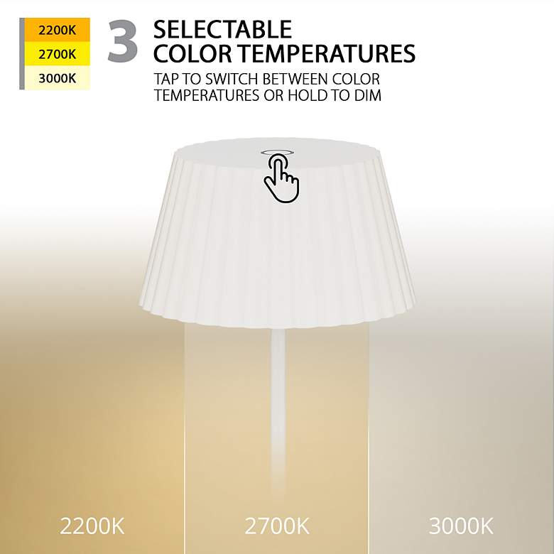 Image 4 Pleat 14.75"H x 5.25"W 1-Light Rechargeable Table Lamp in White more views