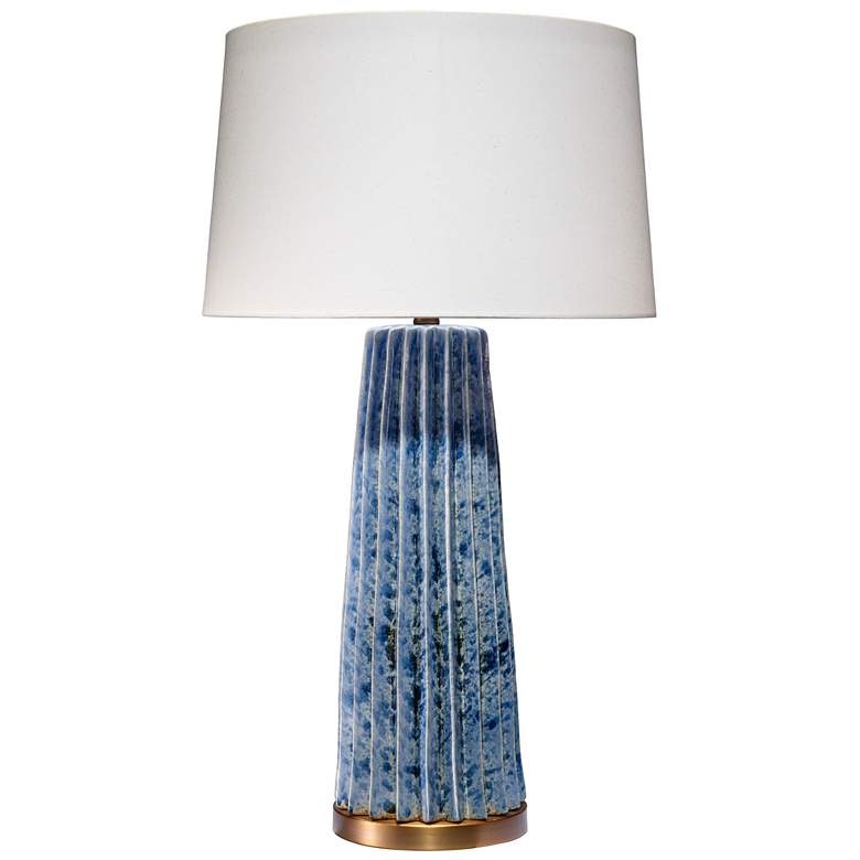 Image 1 Pleated Ceramic Table Lamp, Blue