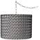 Pleated Charcoal 15"W Brushed Steel Plug-In Swag Chandelier