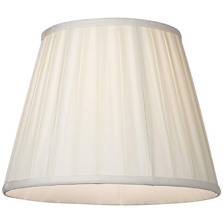 Image 2 Pleated Oyster Silk Empire Lamp Shade 11x18x13.5 (Spider) more views