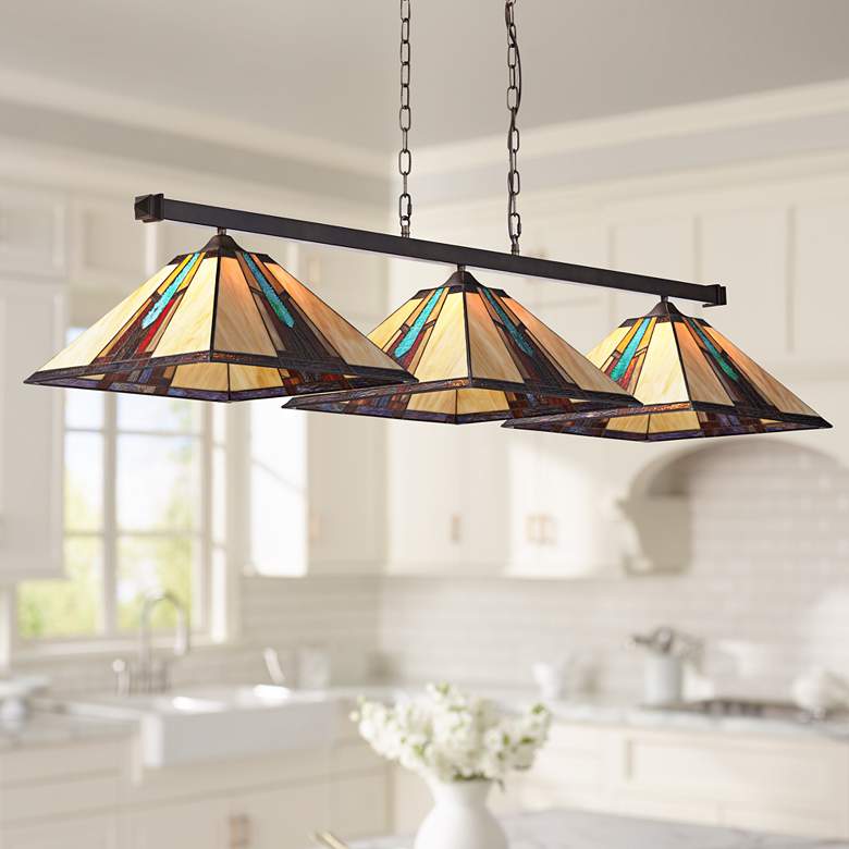 Image 1 Pleske 56 inch Wide Bronze Ranier Kitchen Island Light Pendant