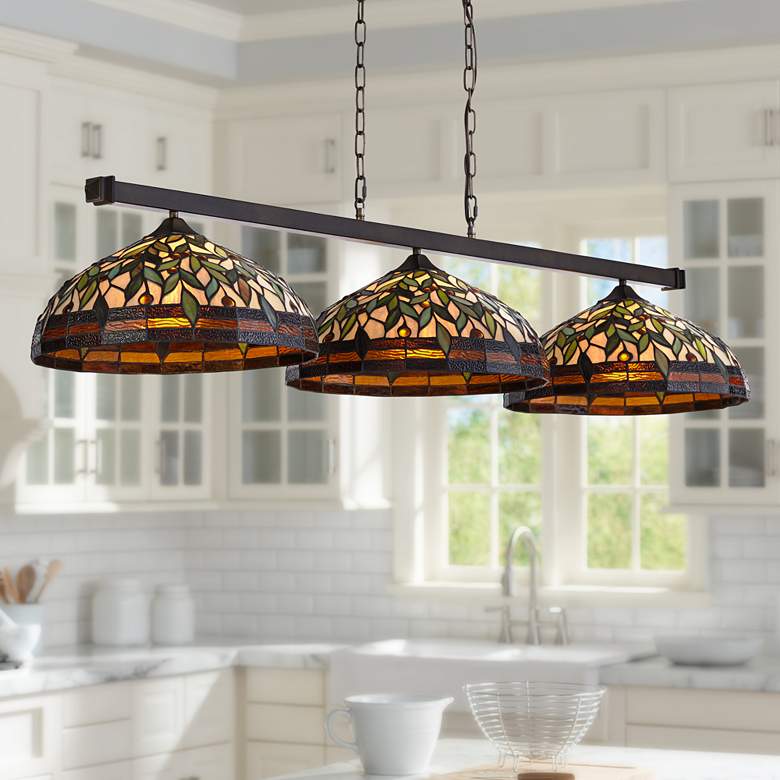 Image 1 Pleske 56" Wide Leaf and Vine Kitchen Island Light Pendant