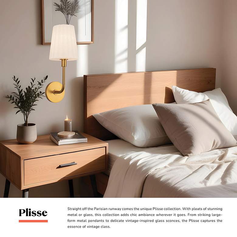 Image 6 Plisse 18" High Aged Gold Wall Sconce more views