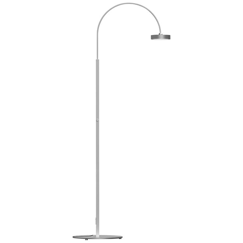 Image 1 Pluck™ Satin Aluminum Small Adjustable LED Arc Floor Lamp