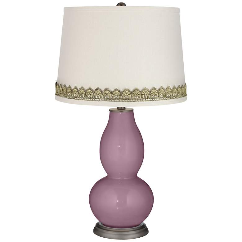 Image 1 Plum Dandy Double Gourd Table Lamp with Scallop Lace Trim