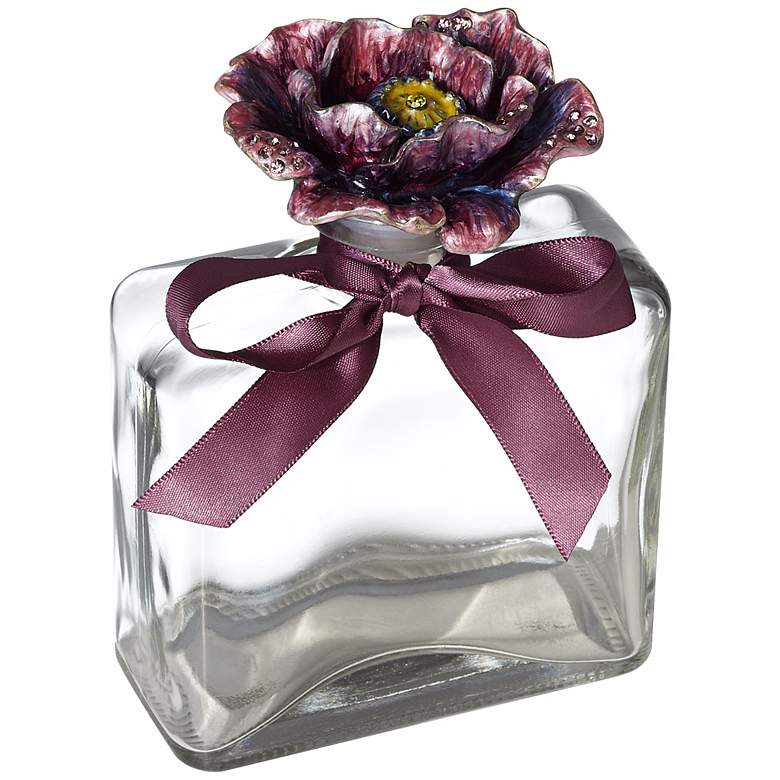 Image 1 Plum Purple Flower Square Clear Glass Bottle