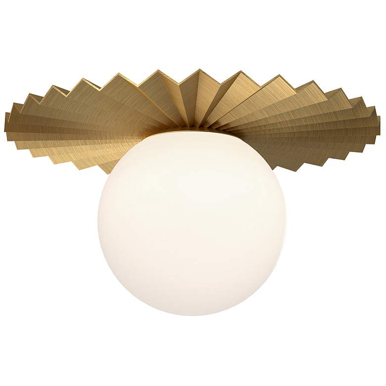 Image 1 Plume 12" Wide Brushed Gold Globe Ceiling Light
