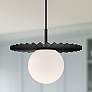 1_Plume 12" Wide Matte Black with Opal Glass Mini Pendant