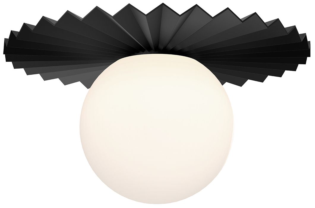 Plume 12"W Matte Black Ceiling Light with Matte White Shade