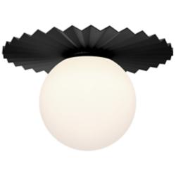 Plume 14" Wide Matte Black Ceiling Light with Opal Glass