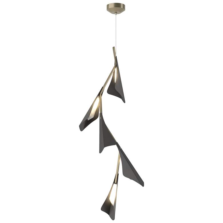 Image 1 Plume 15"W 5-Light Black and Soft Gold Standard LED Pendant