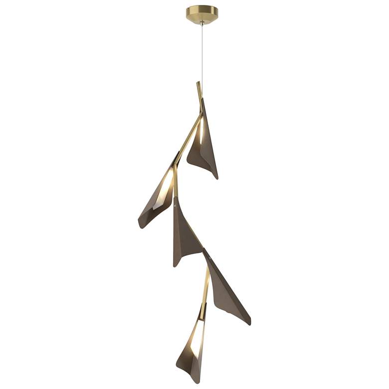 Image 1 Plume 15"W 5-Light Bronze and Modern Brass Standard LED Pendant
