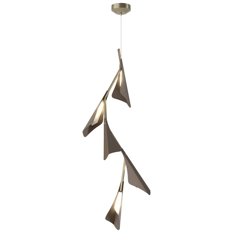 Image 1 Plume 15"W 5-Light Bronze and Soft Gold Standard LED Pendant