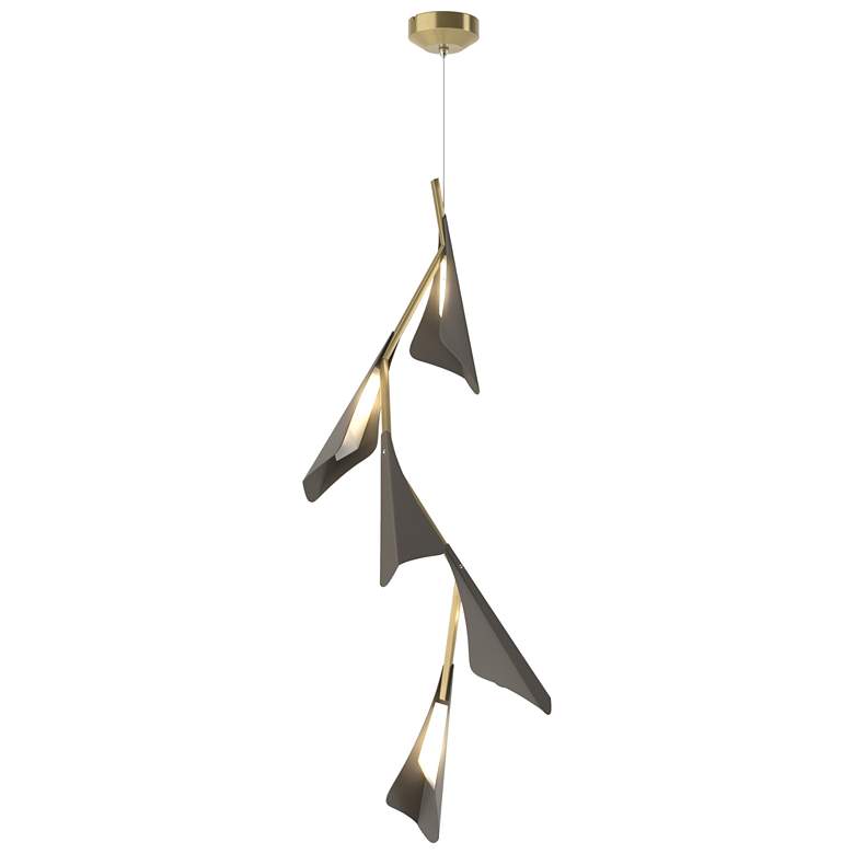 Image 1 Plume 15"W 5-Light Dark Smoke and Modern Brass Standard LED Pendant