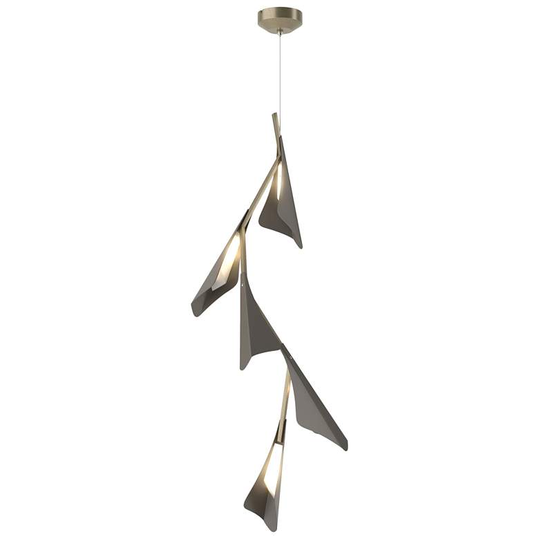 Image 1 Plume 15"W 5-Light Dark Smoke and Soft Gold Standard LED Pendant