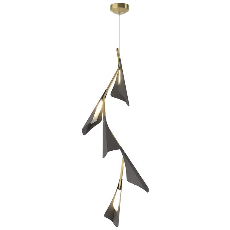 Image 1 Plume 15"W 5-Light Iron and Modern Brass Standard LED Pendant