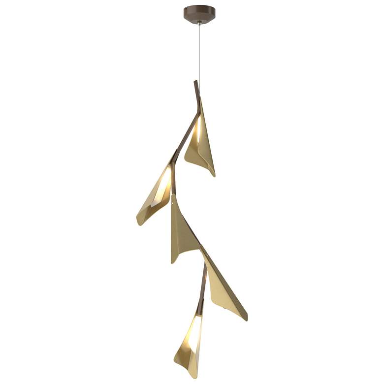 Image 1 Plume 15"W 5-Light Modern Brass and Bronze Standard LED Pendant